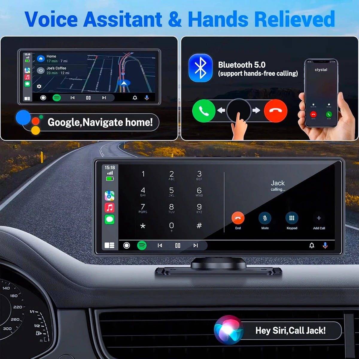 Pionray 10.26 inch Portable 4K Car DVR Wireless Carplay