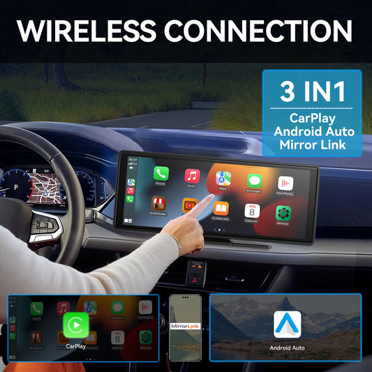 Pionray 10.26 inch Portable 4K Car DVR Wireless Carplay
